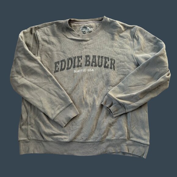 Eddie Bauer Heritage Wash Crewneck Sweatshirt Seattle-USA Olive Green Mens XL 10 - Picture 1 of 7